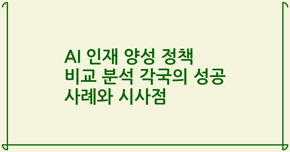 AI 인재 양성 정책 비교 분석 각국의 성공 사례와 시사점