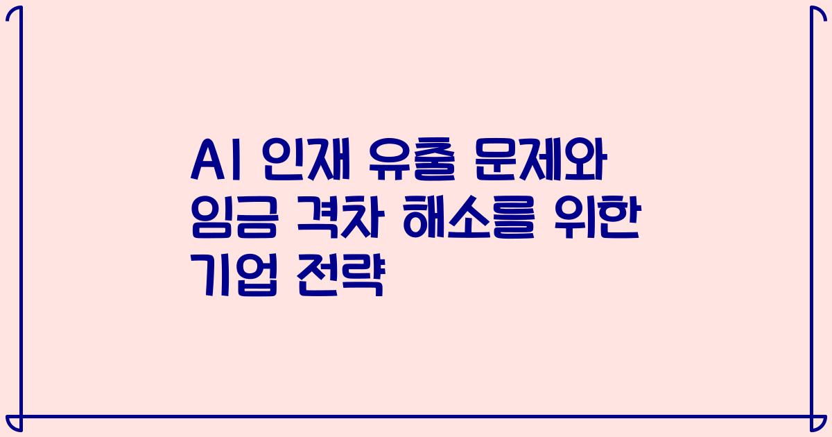 AI 인재 유출 문제와 임금 격차 해소를 위한 기업 전략