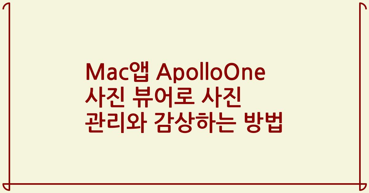 Mac앱 ApolloOne 사진 뷰어로 사진 관리와 감상하는 방법