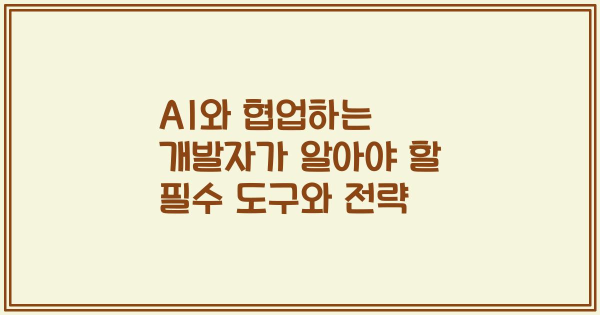 AI와 협업하는 개발자가 알아야 할 필수 도구와 전략