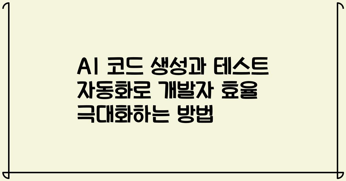 AI 코드 생성과 테스트 자동화로 개발자 효율 극대화하는 방법