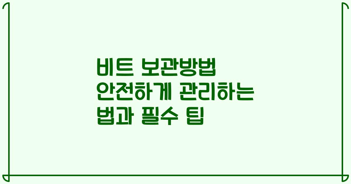 비트 보관방법 안전하게 관리하는 법과 필수 팁