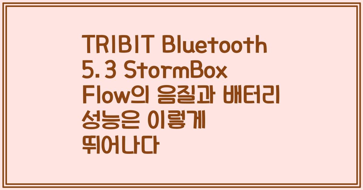 TRIBIT Bluetooth 5.3 StormBox Flow의 음질과 배터리 성능은 이렇게 뛰어나다