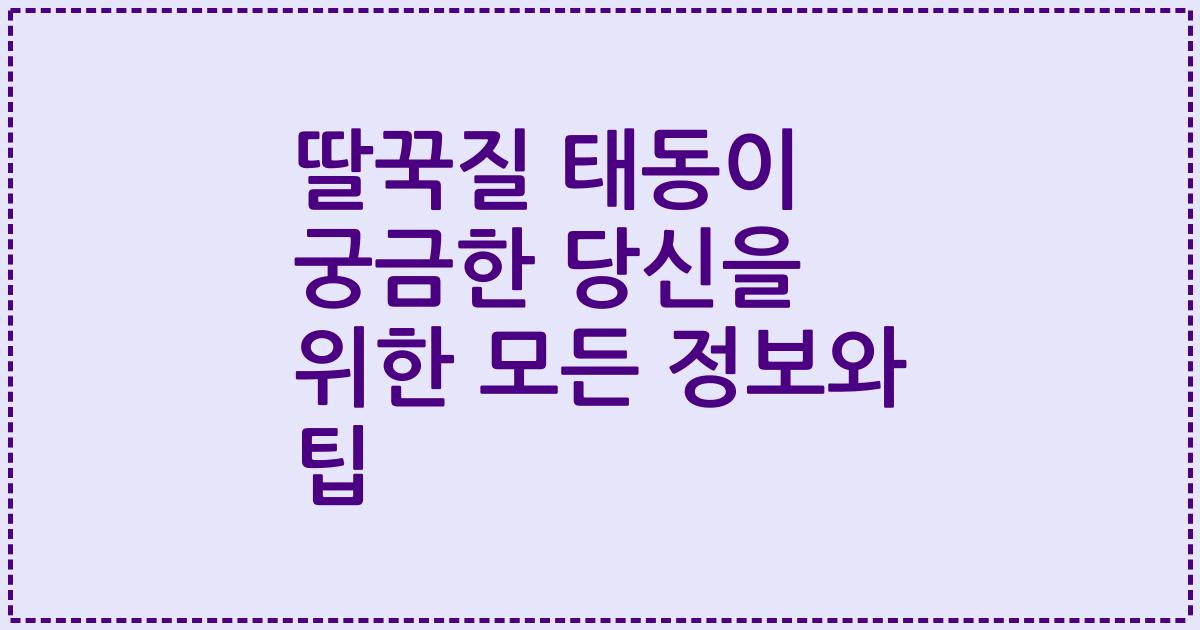 딸꾹질 태동이 궁금한 당신을 위한 모든 정보와 팁