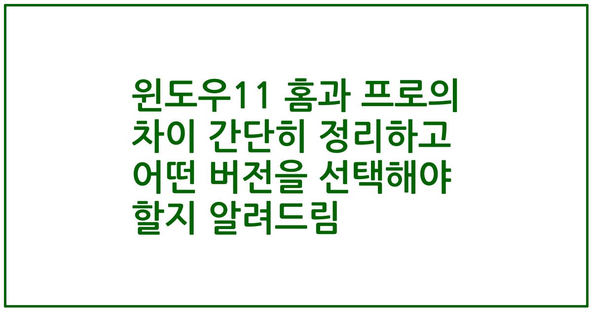 윈도우11 홈과 프로의 차이 간단히 정리하고 어떤 버전을 선택해야 할지 알려드림