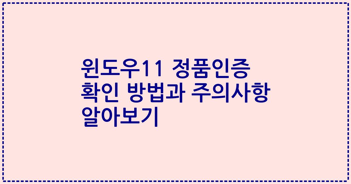 윈도우11 정품인증 확인 방법과 주의사항 알아보기